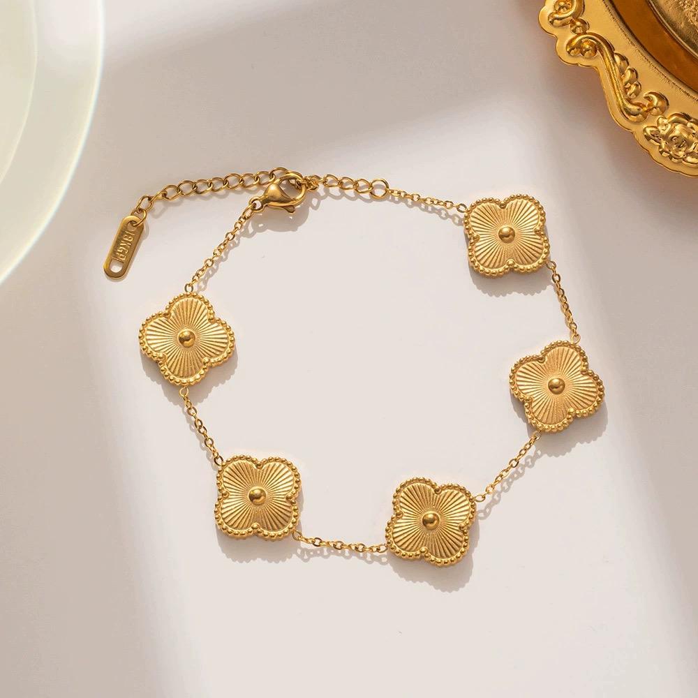 Golden Clover Flower Bracelet